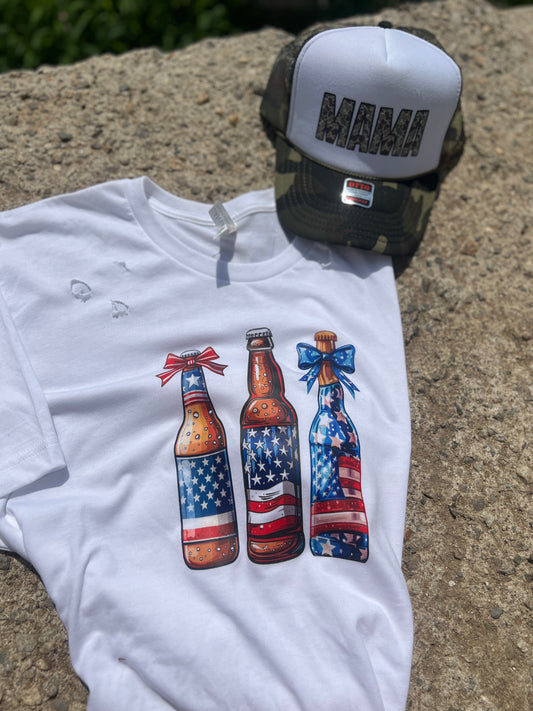 Distressed American Beer Tee- XL