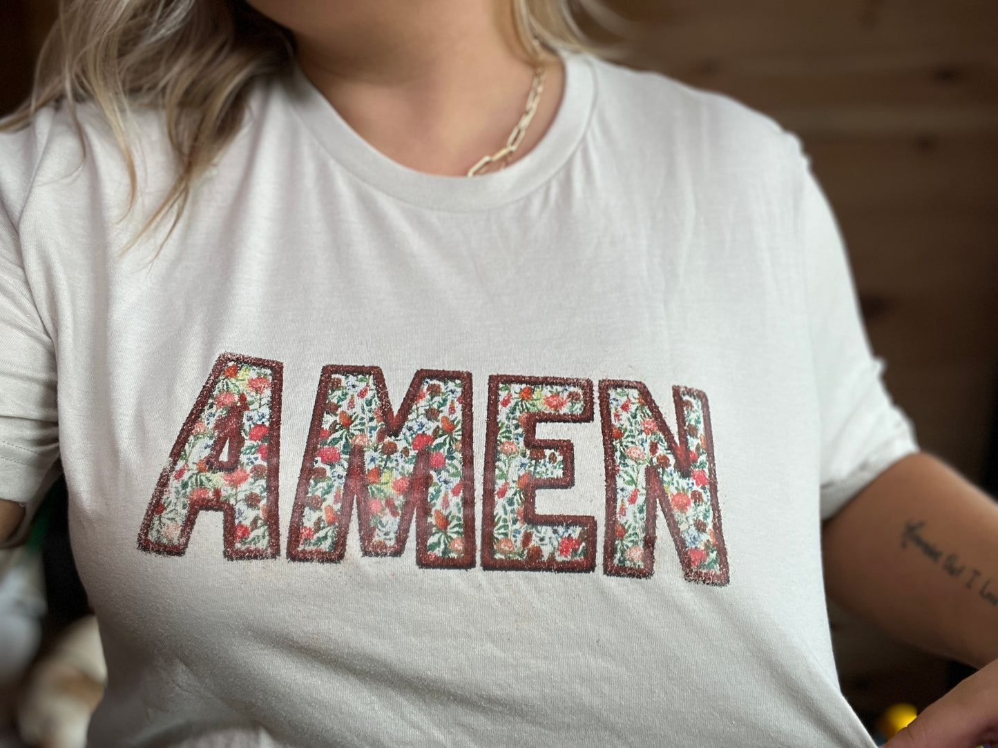 Amen Graphic Tee- TAUPE