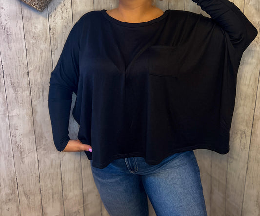 Slouchy Pocket Long Sleeve Top