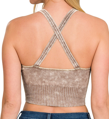 Mocha Crossover Strap Tank